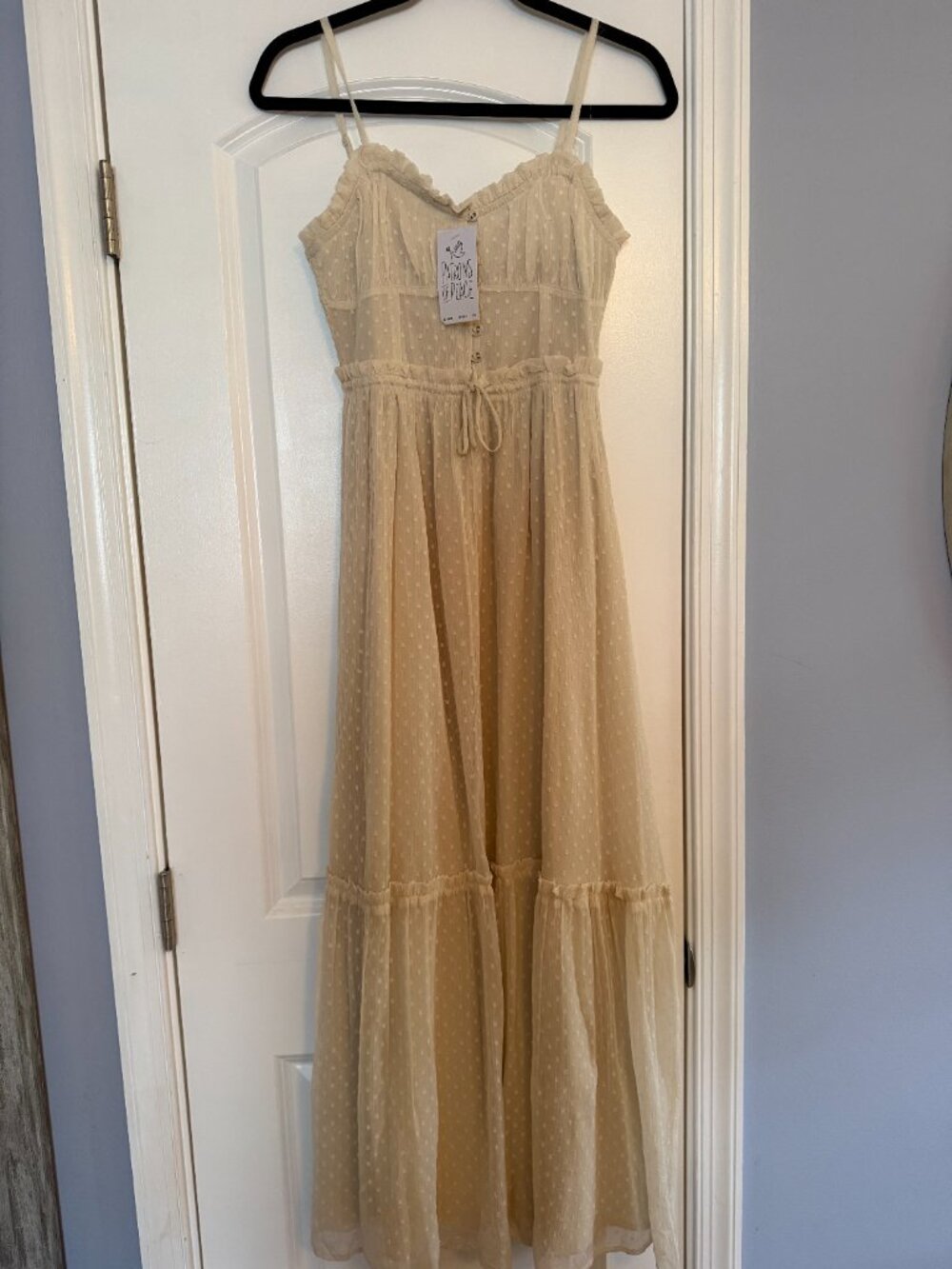 NWT Patrons of Peace Swiss Dot Maxi Dress XS
